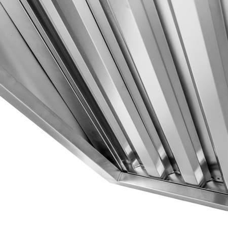 Okap gastronomiczny skośny z łapaczem tłuszczu Mega-M 200x100x50 cm stal nierdzewna