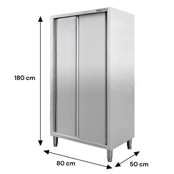 Szafa ze stali nierdzewnej magazynowa 2-drzwiowa Mega-M S-80 cm G-50 cm H-180 cm N