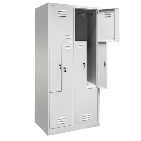 Szafka ubraniowa BHP Mega-M J-80/L 4 drzwiowa typ L szara S-80 cm G-50 cm H-180 cm skręcana N