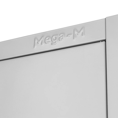 Szafa biurowa metalowa na akta Mega-M WENUS pełne drzwi 4 szuflady S-90 cm G-40 cm H-185 cm szara