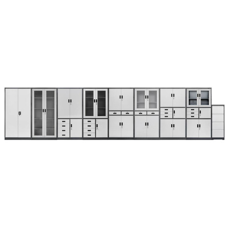 Szafa biurowa metalowa Mega-M WENUS W-16 na akta z sejfem grafitowa / szary front S- 90 cm G- 40 cm H-185 cm skręcana N