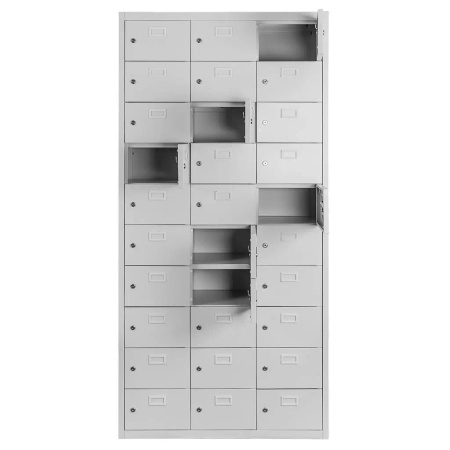 Szafka śniadaniowa BHP Mega-M J-87/30 30 skrytkowa szara S-87 cm G-30 cm H-180 cm skręcana N