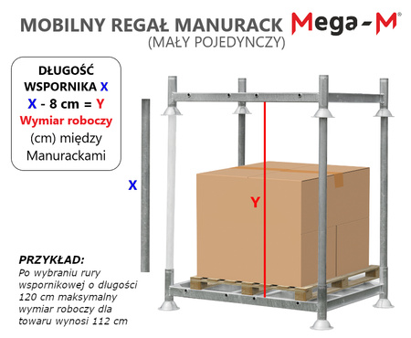 Wspornik rura do regału typu Manurack 120x6cm