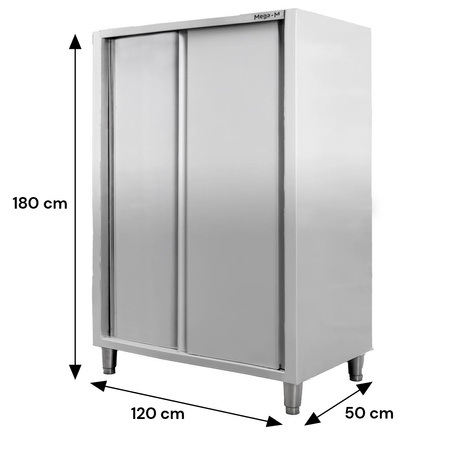 Szafa ze stali nierdzewnej magazynowa 2-drzwiowa Mega-M S-120 cm G-50 cm H-180 cm N