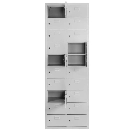 Szafka skrytkowa śniadaniowa BHP Mega-M 20 skrytek 60x30x180 cm szara