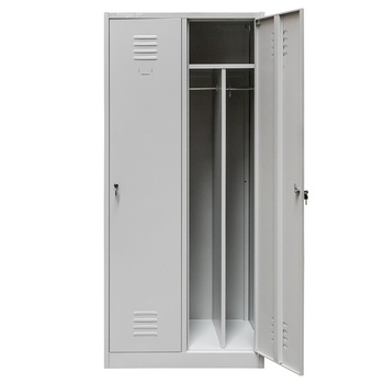Szafka ubraniowa BHP Mega-M J-80 2 drzwiowa z przegrodami szara S-80 cm G-50 cm H-180 cm skręcana N