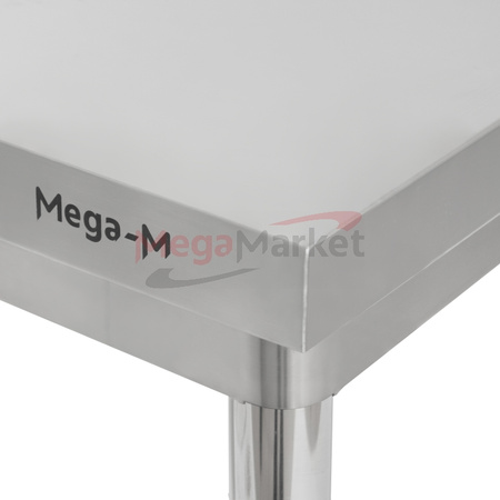 Stół gastronomiczny ze stali nierdzewnej przyścienny z półką i rantem Mega-M 80x70x85 cm