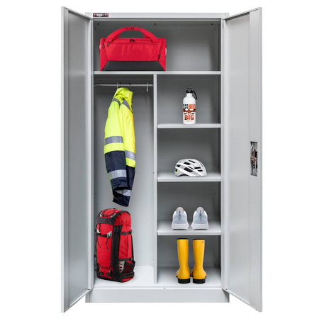 Szafa gospodarcza socjalna Mega-M 2-drzwiowa z półkami S-90 cm szara