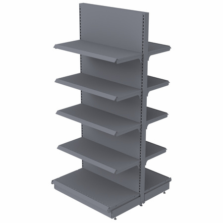 Regał sklepowy Mega-M Merkury dwustronny H-210 cm L-100 cm G-2x47/8x37 cm (GC-102 cm) grafit moduł bazowy N