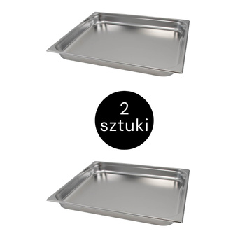 Pojemnik GN 2/1 ze stali nierdzewnej Mega-M 65x53x6,5 cm zestaw 2 szt.