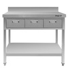Stół gastronomiczny ze stali nierdzewnej przyścienny z półką i 3 szufladami Mega-M 100x60x85 cm