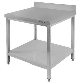 Stół ze stali nierdzewnej przyścienny z półką Mega-M S-80 cm G-70 cm H-85 cm N