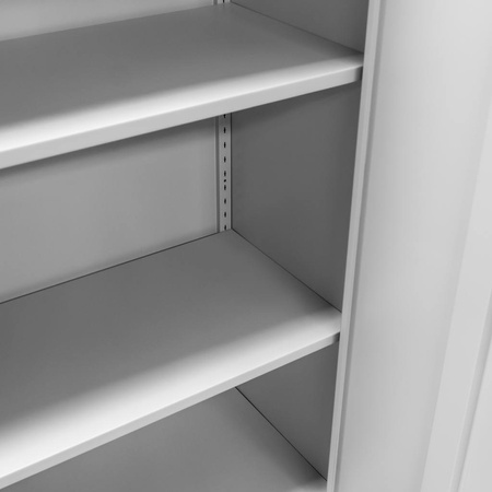 Szafa biurowa metalowa na dokumenty Mega-M pełne drzwi S-90 cm G-40 cm H-140 cm szara