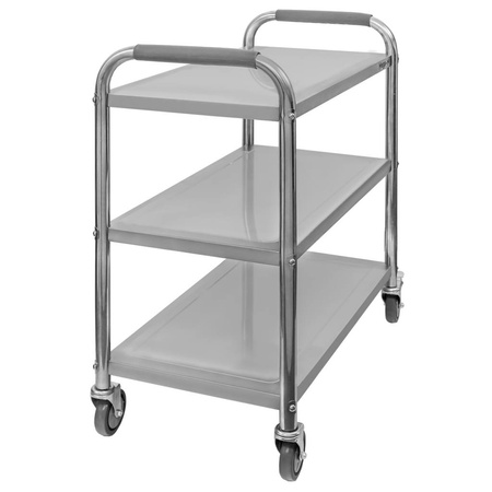 Wózek kelnerski ze stali nierdzewnej 3-półkowy Mega-M STANDARD S-75 cm G-40 cm H-90 cm N