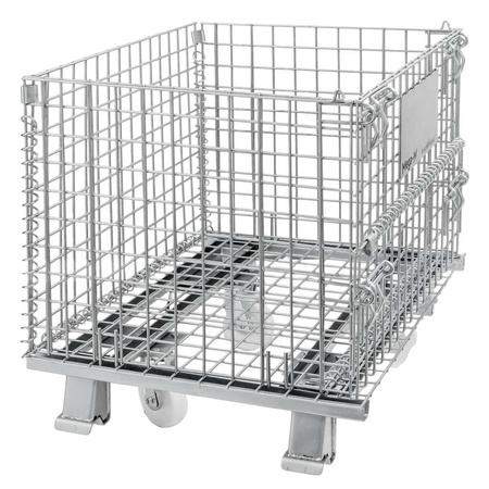Pojemnik siatkowy gitterbox z kołami Mega-M 80x60x64 cm kosz metalowy składany