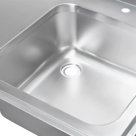 Zlew gastronomiczny spawany z komorą po prawej stronie i półką Mega-M 120x60x85 cm stal nierdzewna