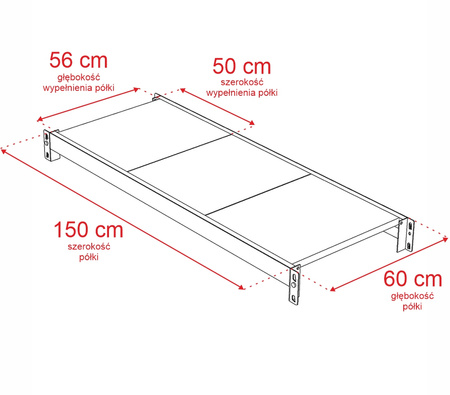 Regał metalowy magazynowy 4-półkowy Mega-M FORTIS H-240 cm L-158.5 cm G-60 cm moduł dostawny