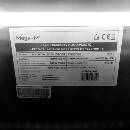Regał chłodniczy Mega-M HUGO PLUS IC L-193 cm agregat wewnętrzny
