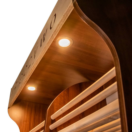 Regał na pieczywo H-200 cm L-100 cm G-50 cm plexi oświetlenie LED orzech ecco