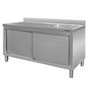 Zlew gastronomiczny spawany z komorą po prawej stronie i szafką Mega-M 160x60x85 cm stal nierdzewna