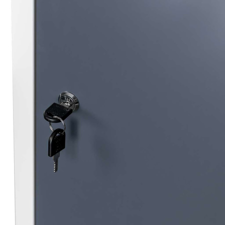 Szafa gospodarcza socjalna Mega-M 1-drzwiowa z półkami S-50 cm szara grafitowy front