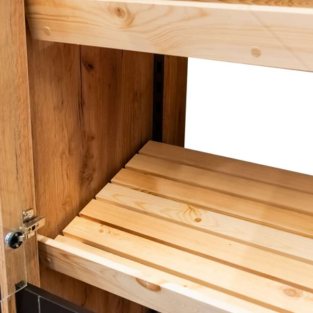 Regał na pieczywo dzielony przeszklony Mega-M H-204cm L-136cm G-62cm dąb kraft/czarny