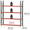 Regał magazynowy 4-półkowy Mega-M FORTIS H-200 cm L-267 cm G-50 cm moduł bazowy N