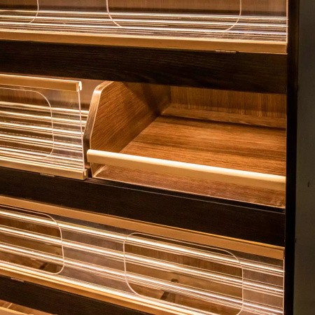 Regał na pieczywo H-180 cm L-125 cm G-60 cm plexi oświetlenie LED venge magia