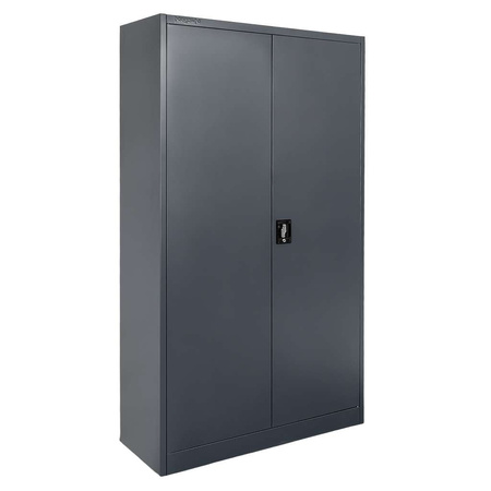 Szafa biurowa metalowa na dokumenty Mega-M pełne drzwi S-100 cm G-40 cm H-185 cm grafitowa