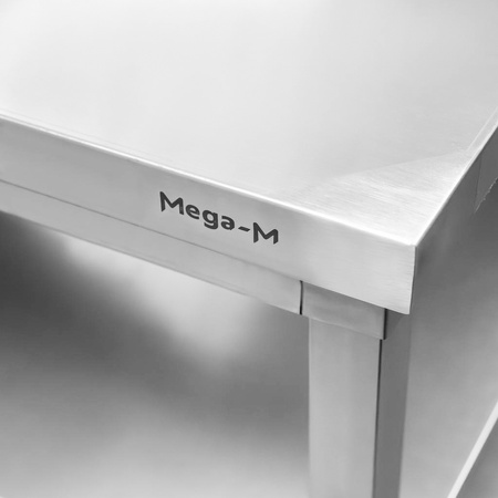 Stół gastronomiczny ze stali nierdzewnej centralny z 2 półkami Mega-M 120x70x85 cm