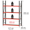 Regał metalowy magazynowy 4-półkowy Mega-M FORTIS H-200 cm L-217 cm G-60 cm moduł bazowy