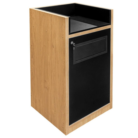 Kosz na śmieci ze stojakiem na tace Mega-M H- 120 cm L- 60 cm G- 58 cm dąb kamienny