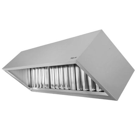 Okap gastronomiczny skrzyniowy z łapaczem tłuszczu Mega-M 200x100x50 cm stal nierdzewna