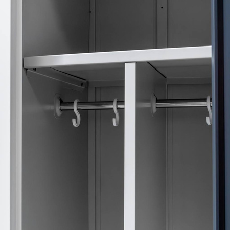 Szafka BHP ubraniowa Mega-M pracownicza 2-drzwiowa z przegrodami S-80 cm szara/grafitowy front WYSYŁKA PALETOWA