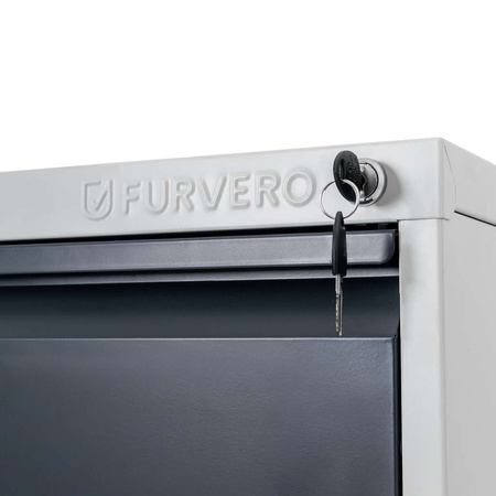 Szafka metalowa na dokumenty FURVERO W4S S/G kartotekowa 4 szuflady S-45 cm szara grafitowy front