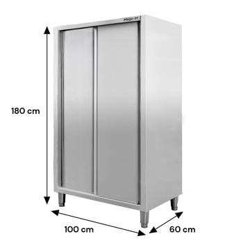 Szafa ze stali nierdzewnej magazynowa 2-drzwiowa Mega-M S-100 cm G-60 cm H-180 cm N