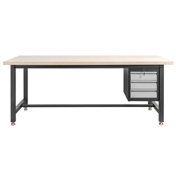 Stół warsztatowy z szafką narzędziową z 3 szufladami Mega-M S-200 cm grafitowy szary front