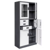 Szafa biurowa metalowa Mega-M WENUS W-15 na akta przeszklona z sejfem grafitowa / szary front S- 90 cm G- 40 cm H-185 cm skręcana N