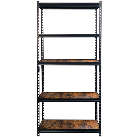 Regał magazynowy Mega-M PRO LOFT H-180 cm L-90 cm G-40 cm 5 półek z MDF 6.2 mm okleina drewno 275 kg czarny