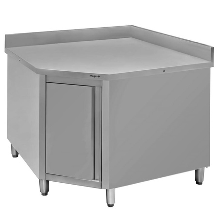 Stół gastronomiczny ze stali nierdzewnej narożny przyścienny z szafką Mega-M 100x60x85 cm