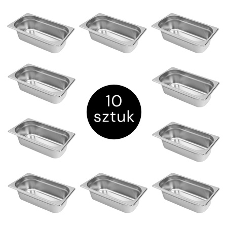 Pojemnik GN 1/3 ze stali nierdzewnej Mega-M 32,5×17,6×10 cm zestaw 10 szt.