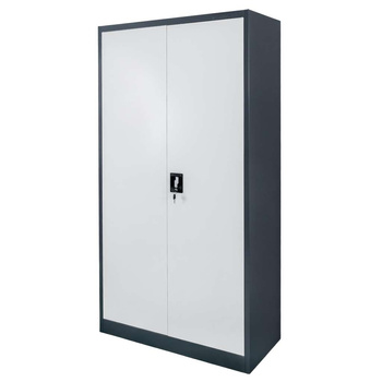 Szafa biurowa metalowa na dokumenty FURVERO W-101 G/S pełne drzwi S-90 cm G-40 cm H-185 cm grafitowa szary front