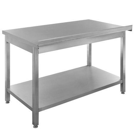 Stół gastronomiczny ze stali nierdzewnej spawany przyścienny z półką Mega-M 120x70x85 cm