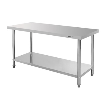 Stół ze stali nierdzewnej centralny z półką Mega-M STANDARD S-160 cm G-70 cm H-85 cm N