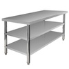 Stół ze stali nierdzewnej centralny z 2-półkami Mega-M X STANDARD S-160 cm G-60 cm H-85 cm N