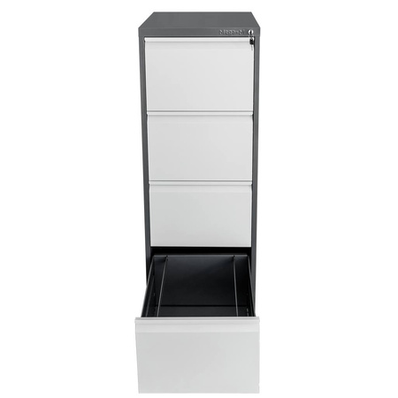 Szafka metalowa kartotekowa Mega-M WENUS W-4/S 4 szuflady A4 grafitowa/ szary front S-45 cm G-62 cm H-134 cm skręcana N
