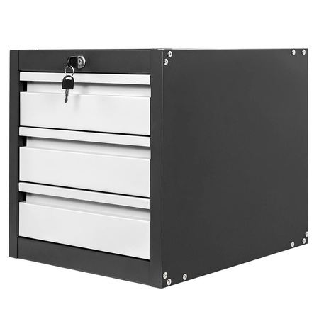 Szafka narzędziowa do stołów warsztatowych Mega-M 3 szuflady 37x48.5x41.5 cm grafitowa szary front
