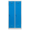 Szafka ubraniowa BHP Mega-M J-80 2 drzwiowa z przegrodami szara/ niebieski front S-80 cm G-50 cm H-180 cm skręcana N