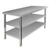 Stół ze stali nierdzewnej centralny z 2-półkami Mega-M X STANDARD S-150 cm G-60 cm H-85 cm N
