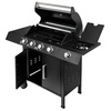 Grill ogrodowy gazowy Mega-M 4+1 ze stolikiem bocznym czarny reduktor + wąż gazowy